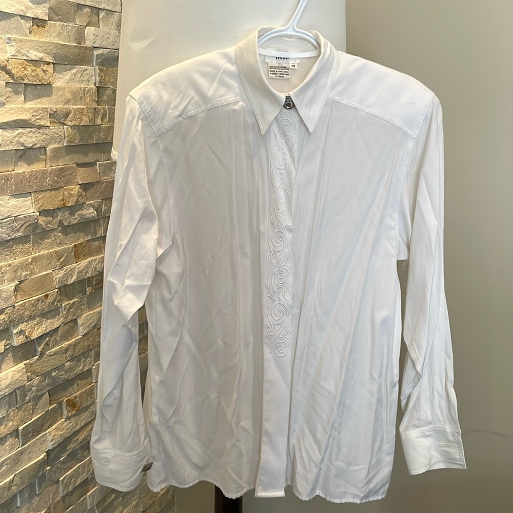 Vintage White button down shirt with Jewel Stones